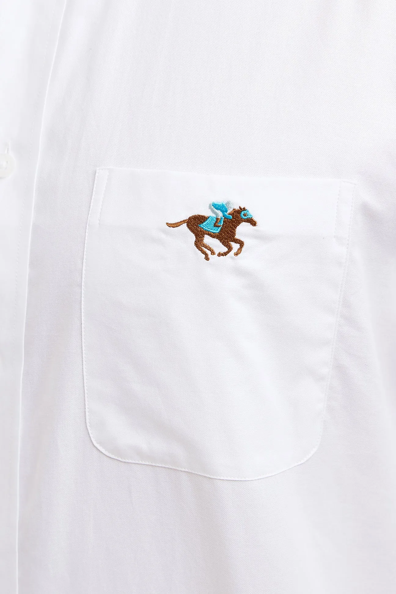 Chase Shirt White Oxford with Single Racing Horse