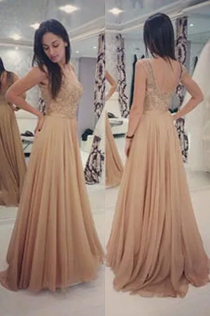 Cheap Backless Beaded A-lineChiffon Long Prom Dresses, Evening Dress, Formal Dress, MP121