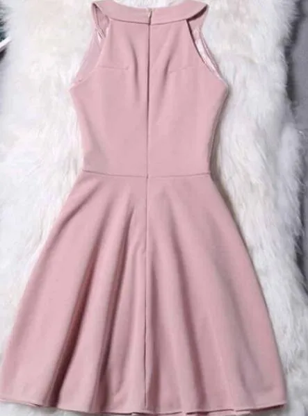 Chiffon Short A-line/Princess Evening Dresses, Pink Sleeveless Homecoming Dress