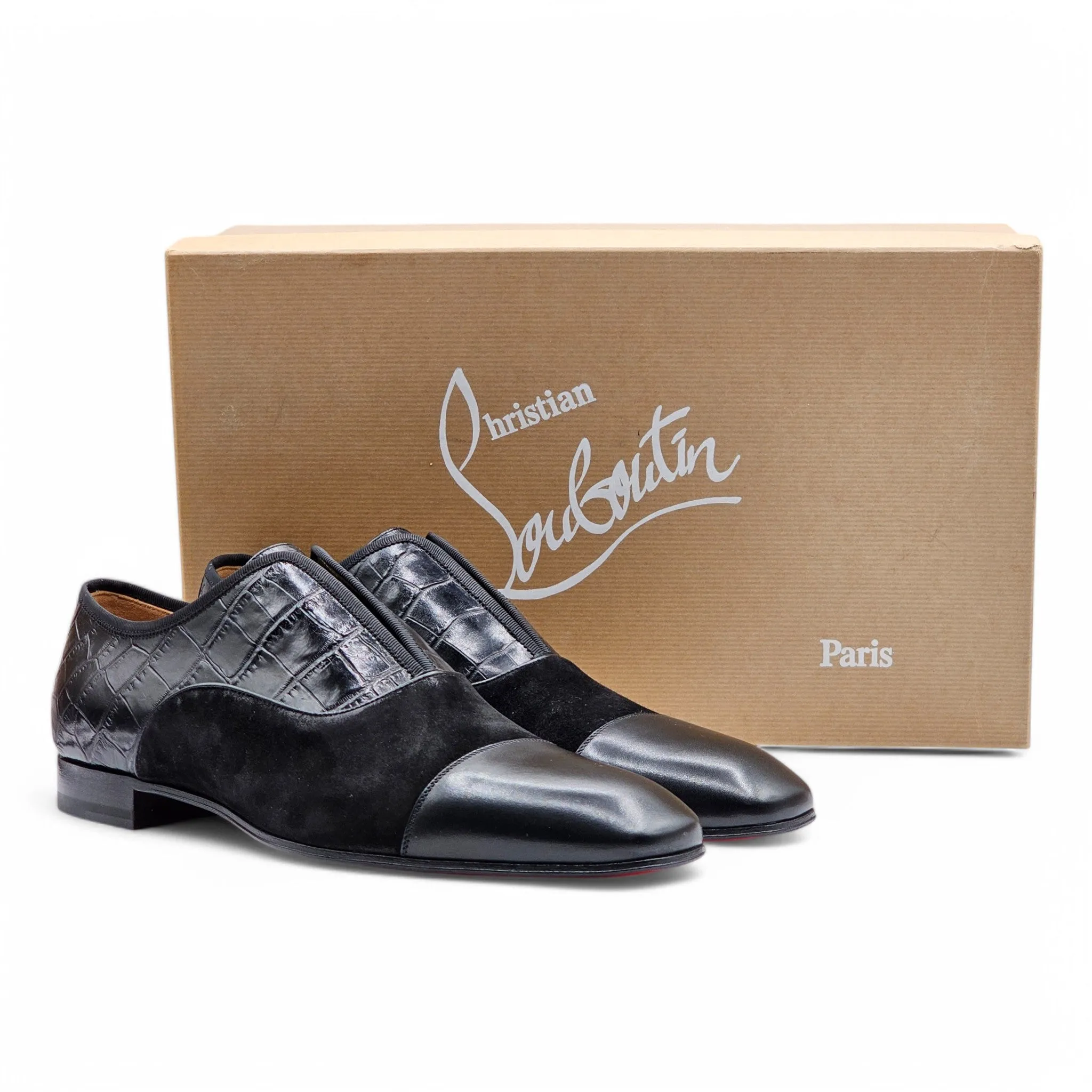 Christian Louboutin Alpha Male Oxford Shoes - Suede and Leather - Black - 41 .5