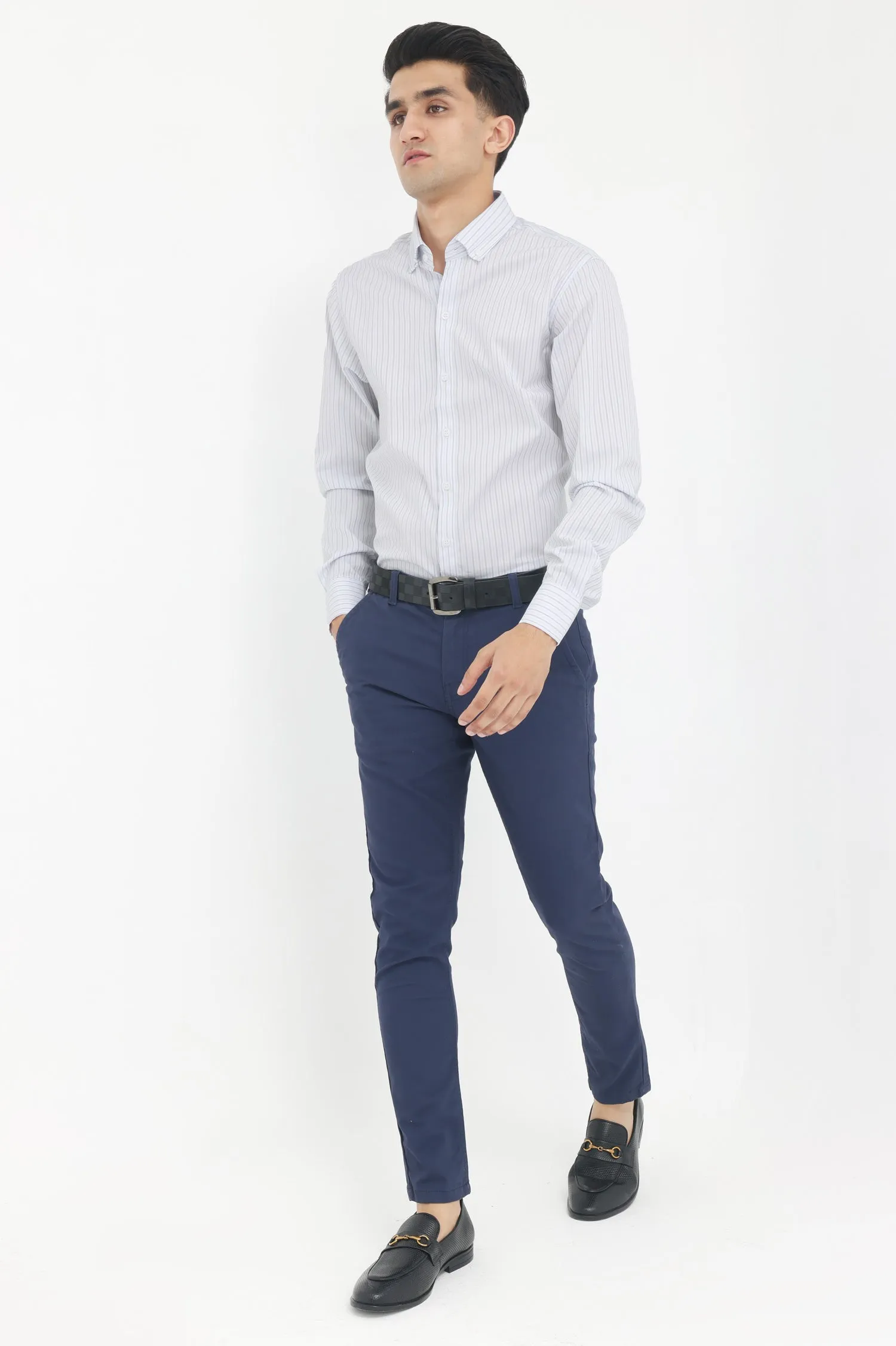 CLASSIC BUTTON-DOWN OXFORD SHIRT-WHITE-GREY