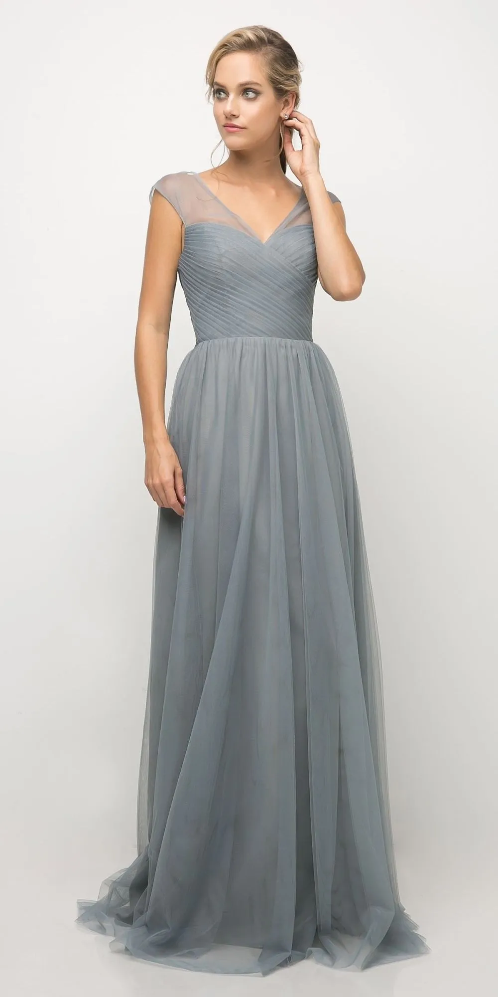 CLEARANCE - Ladivine ET320 Illusion V-Neck and Back Long Dress (Size 14)