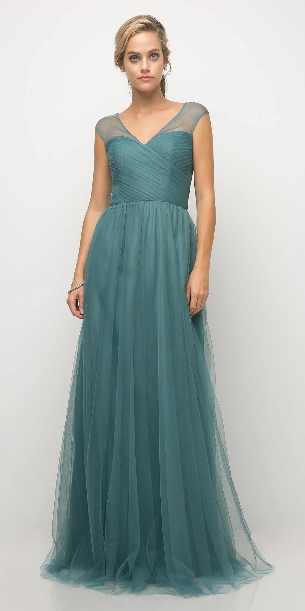 CLEARANCE - Ladivine ET320 Illusion V-Neck and Back Long Dress (Size 14)
