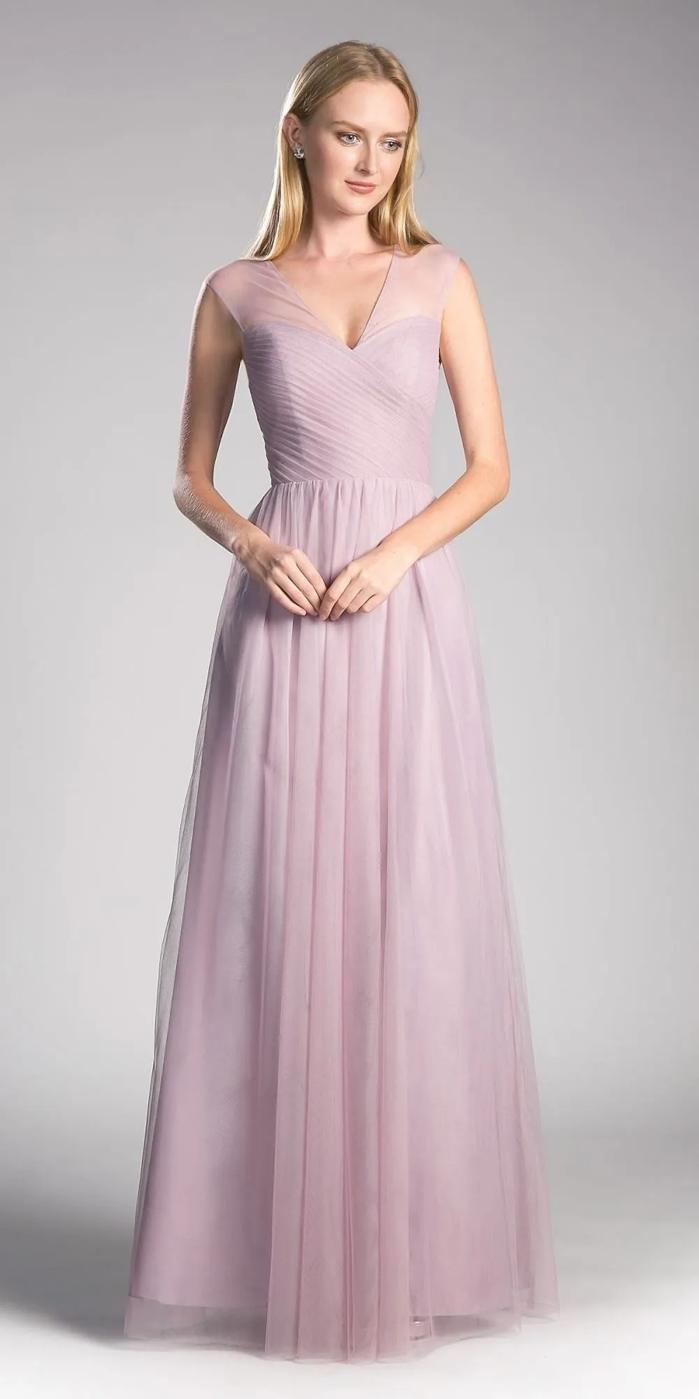 CLEARANCE - Ladivine ET320 Illusion V-Neck and Back Long Dress (Size 14)