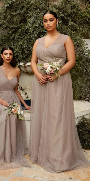 CLEARANCE - Ladivine ET320 Illusion V-Neck and Back Long Dress (Size 14)
