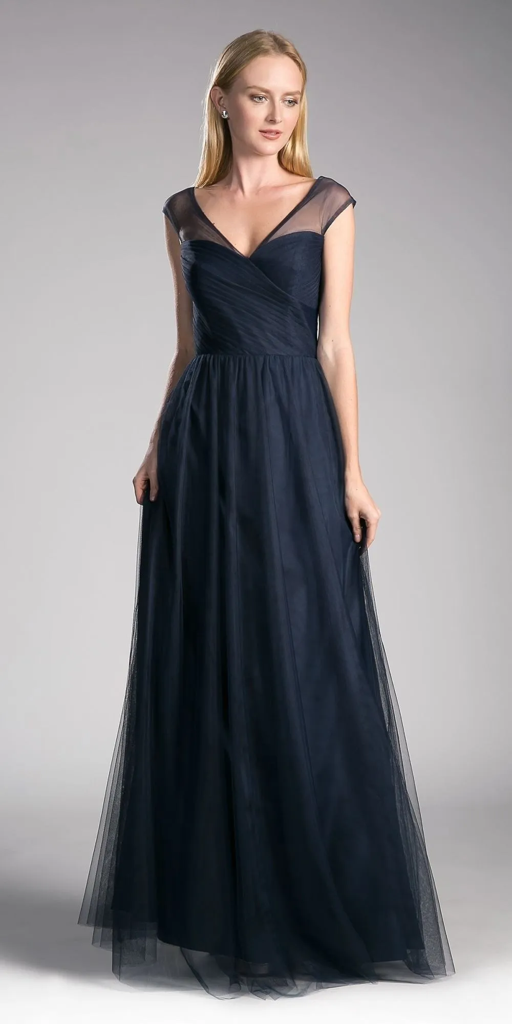 CLEARANCE - Ladivine ET320 Illusion V-Neck and Back Long Dress (Size 14)