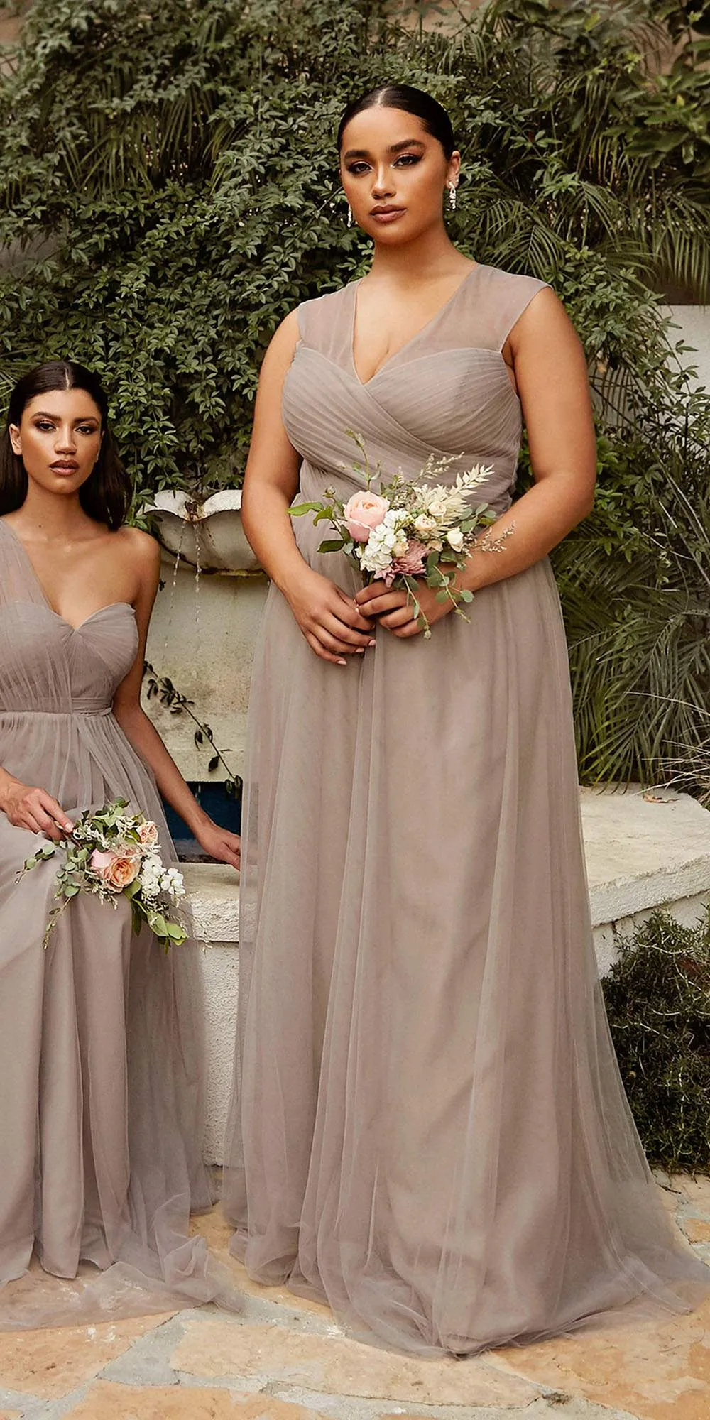 CLEARANCE - Ladivine ET320 Illusion V-Neck and Back Long Dress (Size 14)