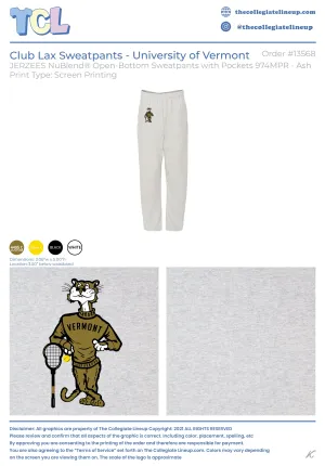 Club Lax Sweatpants University of Vermont #13568