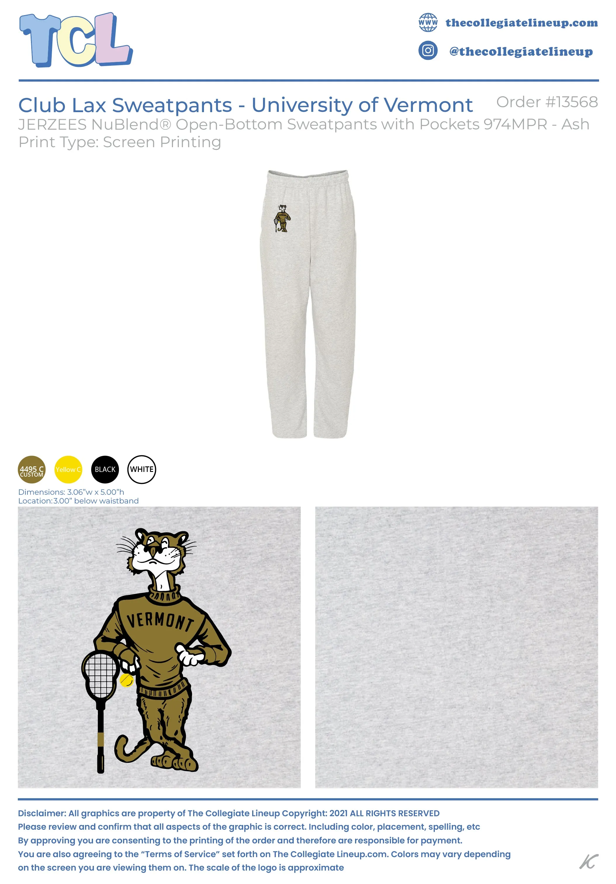 Club Lax Sweatpants University of Vermont #13568