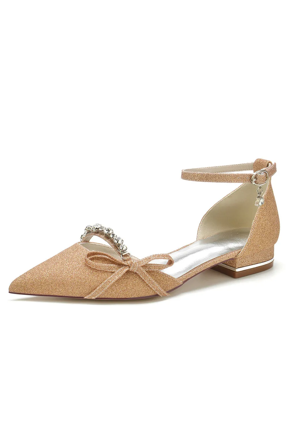 Crystal Strap Bow Tie Low Heels