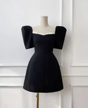 Cute black short prom dress,black hoco dress       fg6257