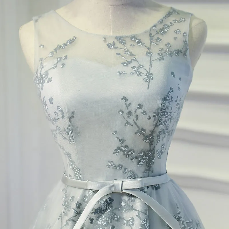 Cute Grey Women Knee Length Party Dress, Party Dresses, Formal Dresses