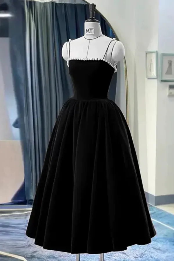 Cute Spaghetti Straps Velvet Short Prom Dress, A Line Homecoming Party Dress APP0780