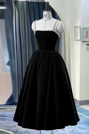 Cute Spaghetti Straps Velvet Short Prom Dress, A Line Homecoming Party Dress APP0780