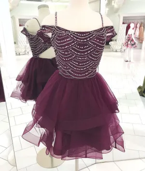 Cute tulle sequin short prom dress, cute homecoming dress