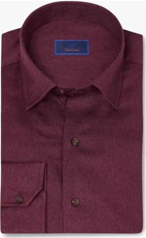 David Donahue - Classic Fit Supima Cotton Hidden Button Down Shirt - Merlot