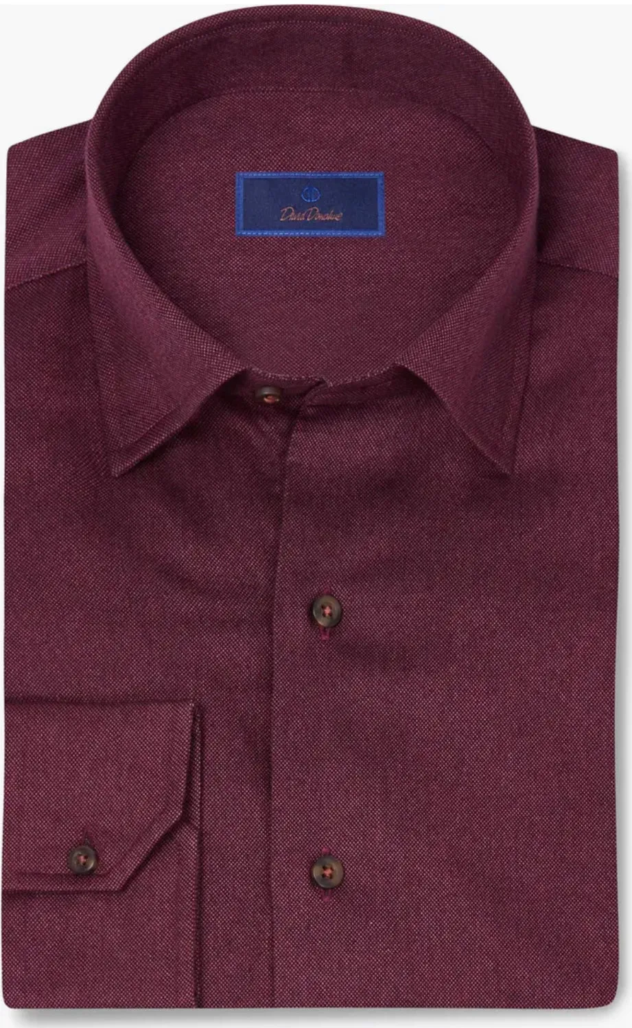 David Donahue - Classic Fit Supima Cotton Hidden Button Down Shirt - Merlot