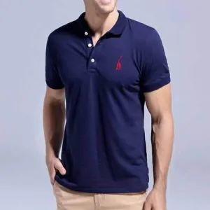 Deer Embroidery Business Casual Golf Shirt