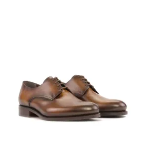 Derbie Blucher en cuir cognac patiné