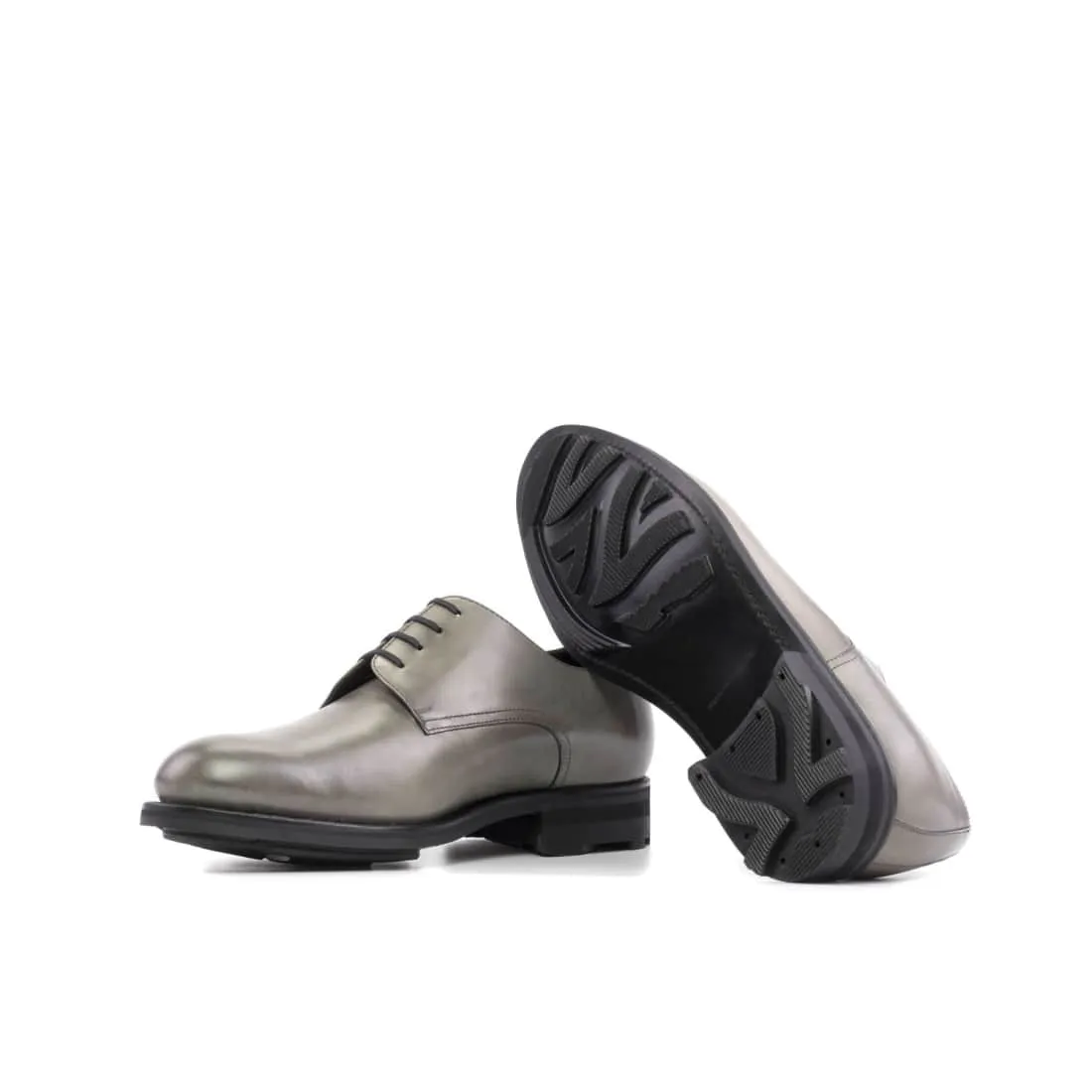 Derbie Blucher en cuir gris clair - Semelles Rocky Commando