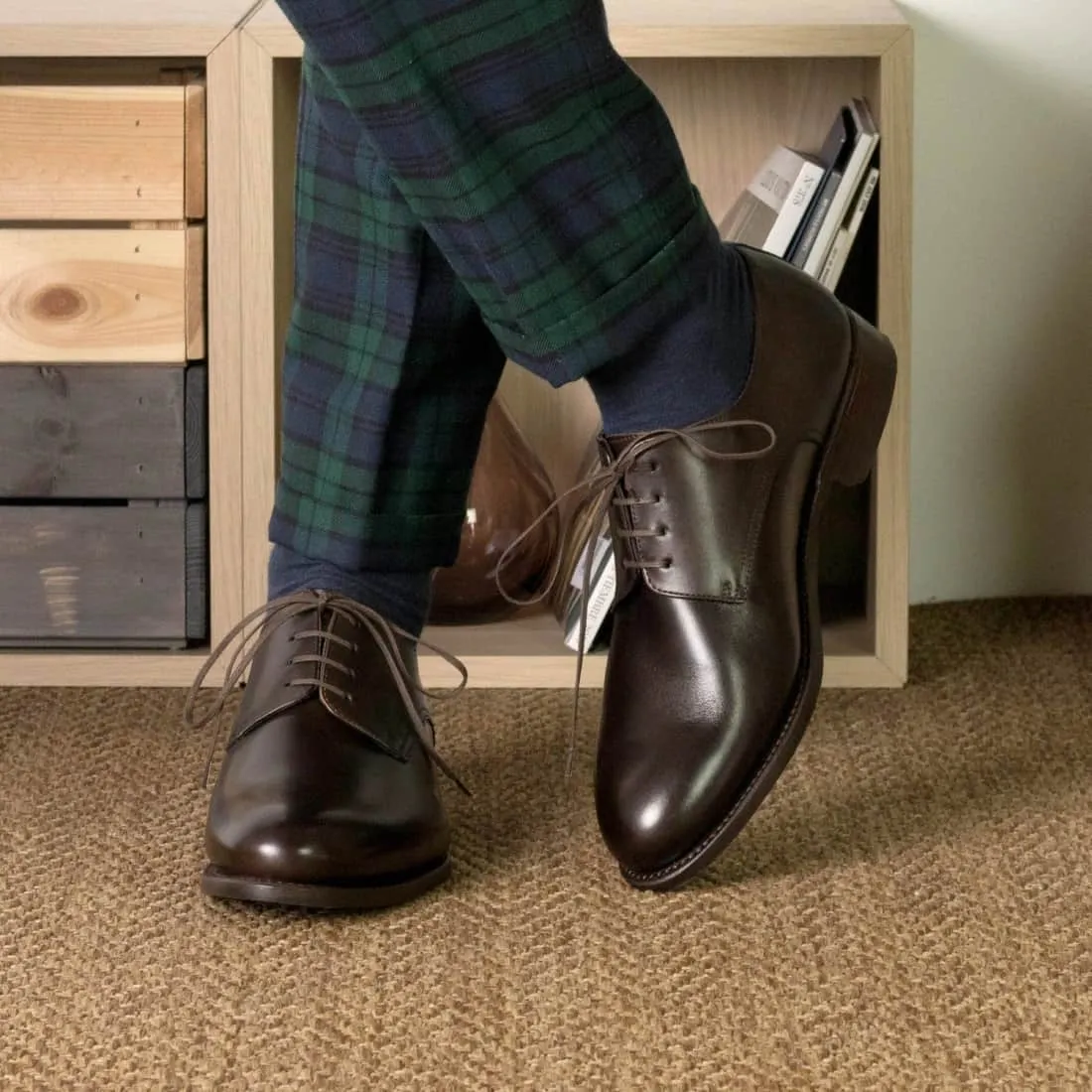 Derbie Blucher en cuir marron foncé