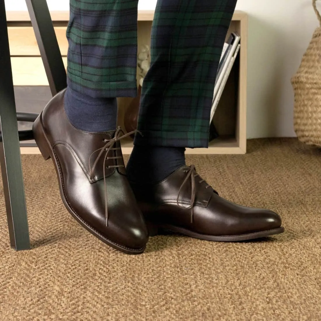 Derbie Blucher en cuir marron foncé