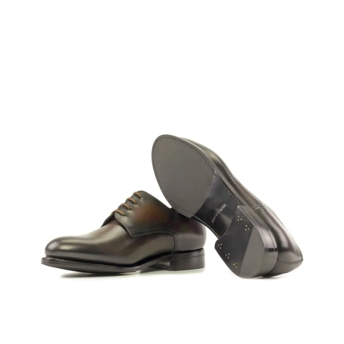 Derbie Blucher en cuir patiné marron foncé