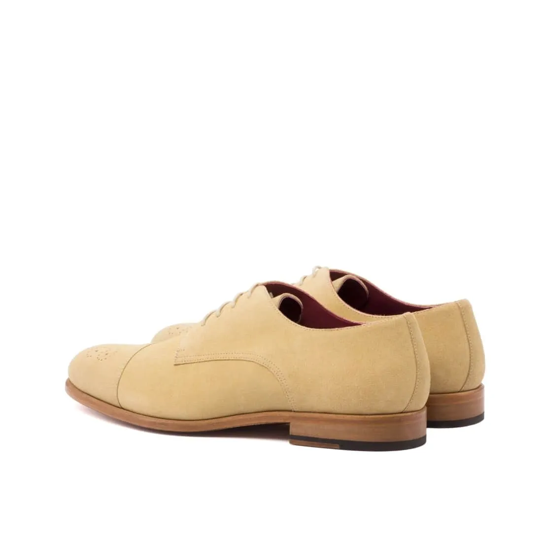 Derbie Bout Droit Fleuri en daim beige