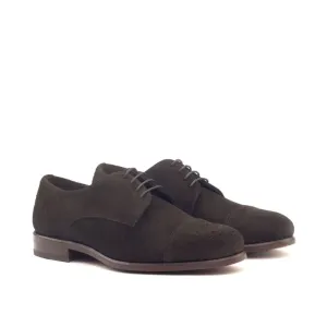 Derbie Bout Droit Fleuri en daim marron foncé