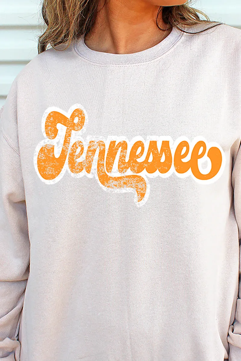 Distressed Tennessee Script Heavy-weight Crew Sweatshirt
