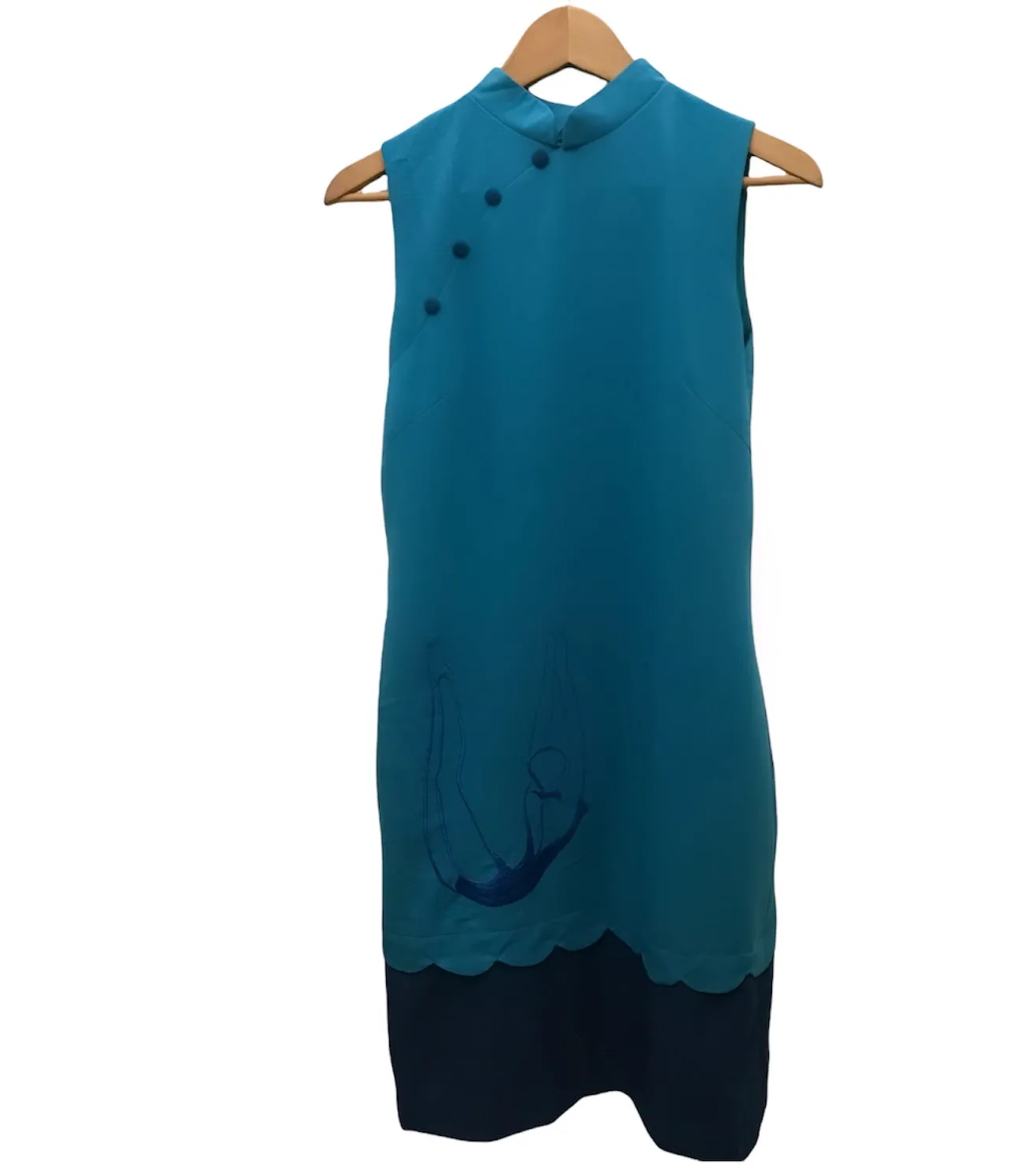 DIVER EMBROIDERY HANDMADE MODERN SILK-COTTON CHEONGSAM