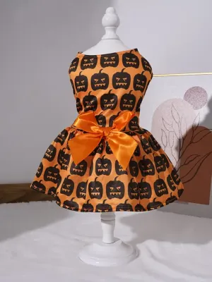 Dog Spooky Pumpkin Skull Halloween Costume