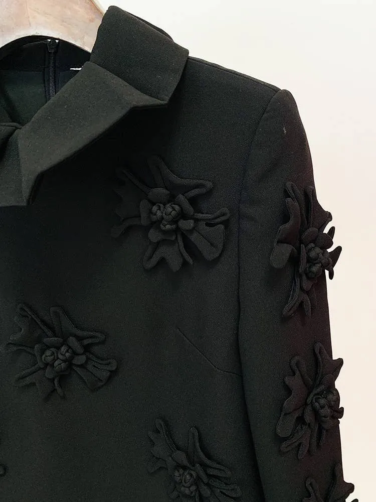 DR079 Handmade Three-dimensional Flower Bell Sleeve Dress