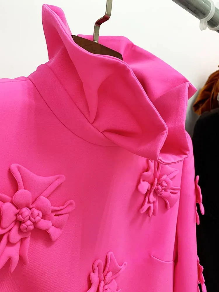 DR079 Handmade Three-dimensional Flower Bell Sleeve Dress