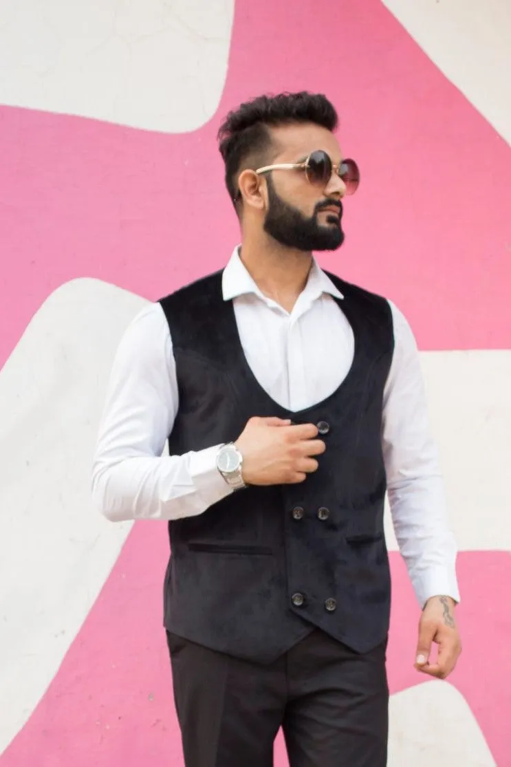 Dust Free Cotton Velvet Black Jacket