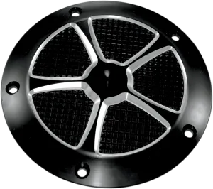 Eddie Trotta Designs TC-025B Derby Cover - Star Cut - Black Anodized