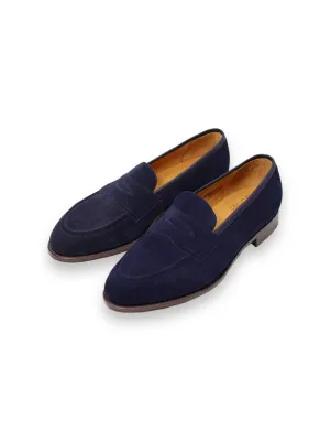 Edward Green Navy Suede Piccadilly Penny Loafer