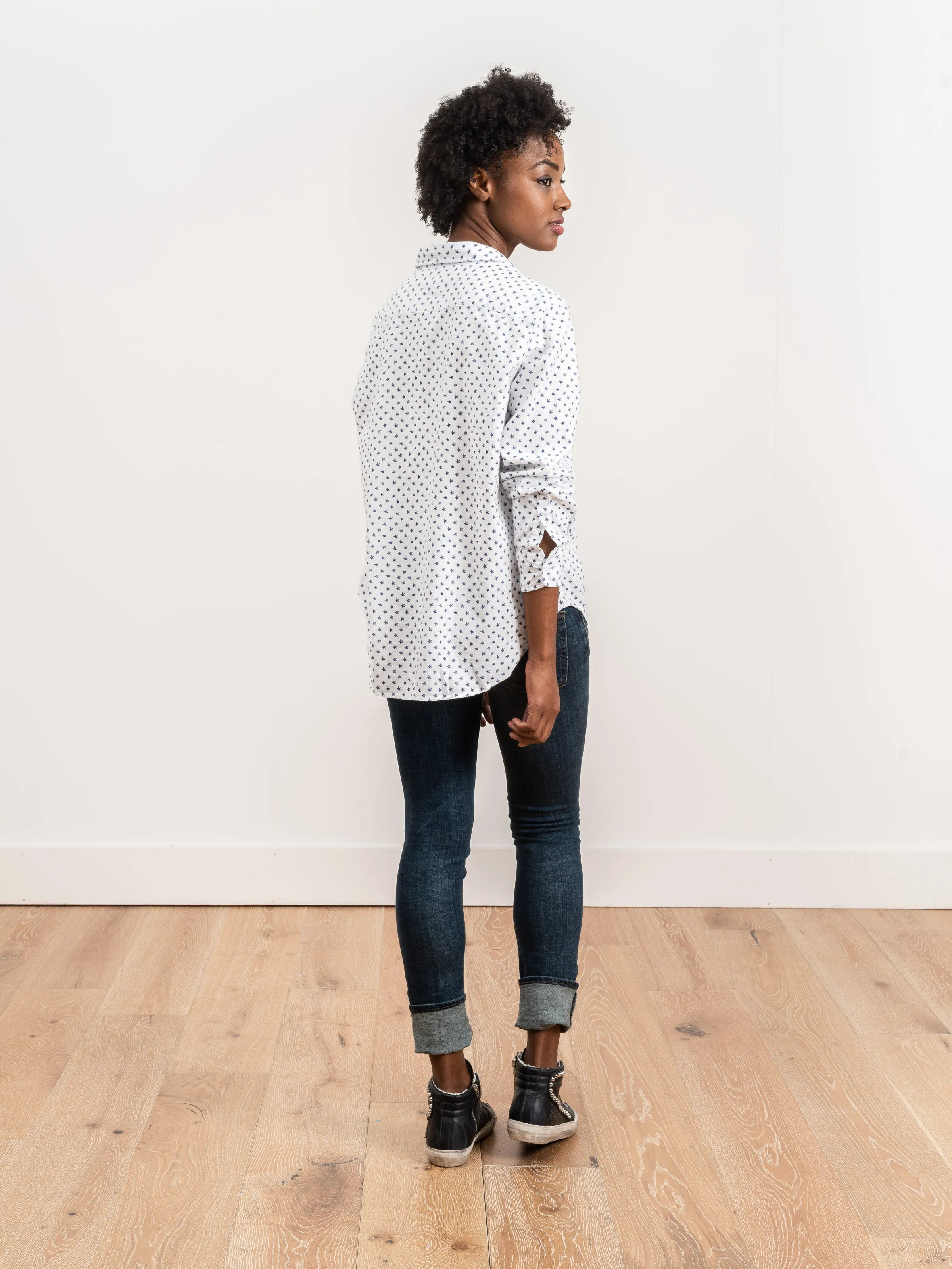 eileen shirt - white w/ navy stars
