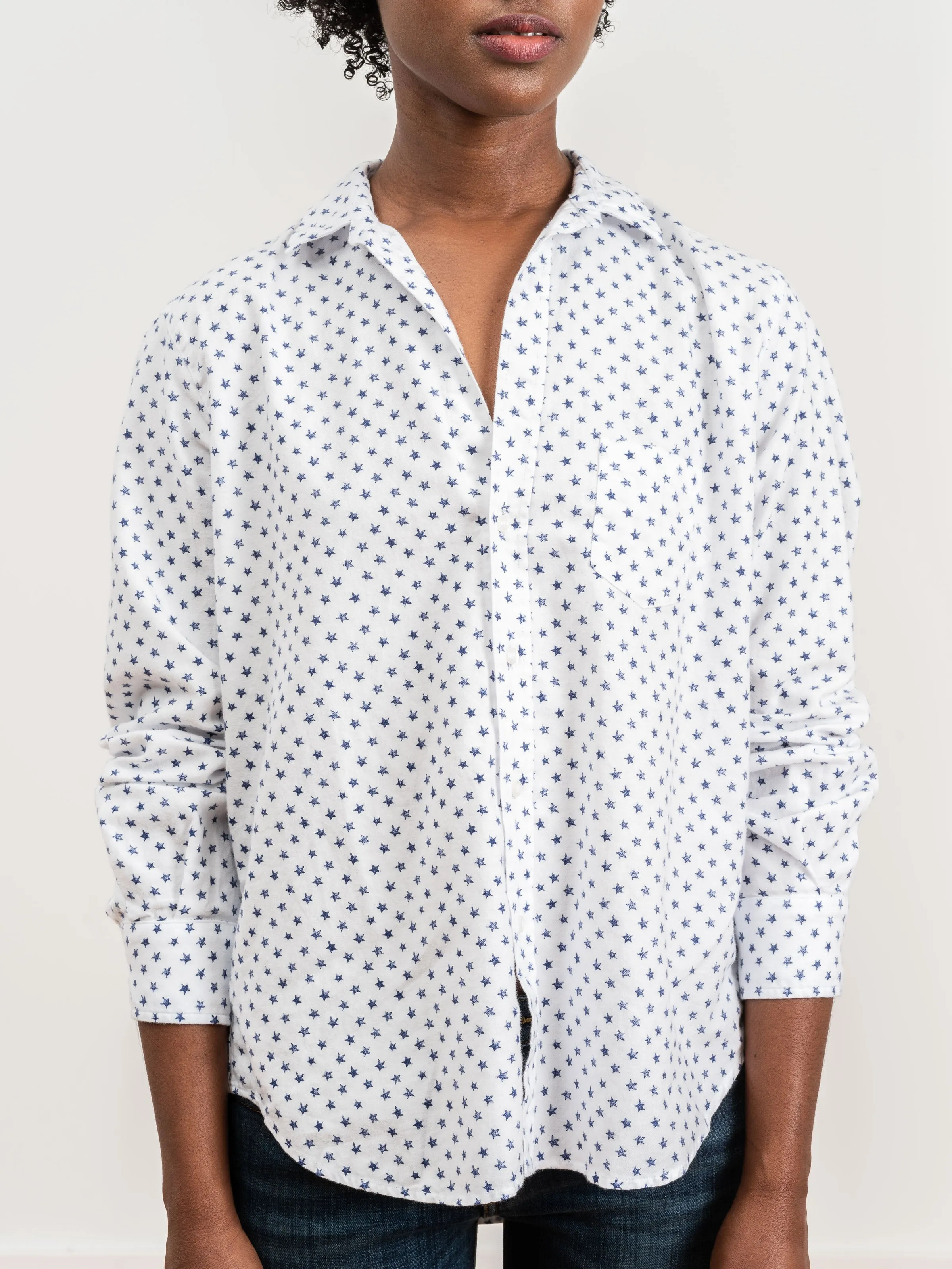 eileen shirt - white w/ navy stars
