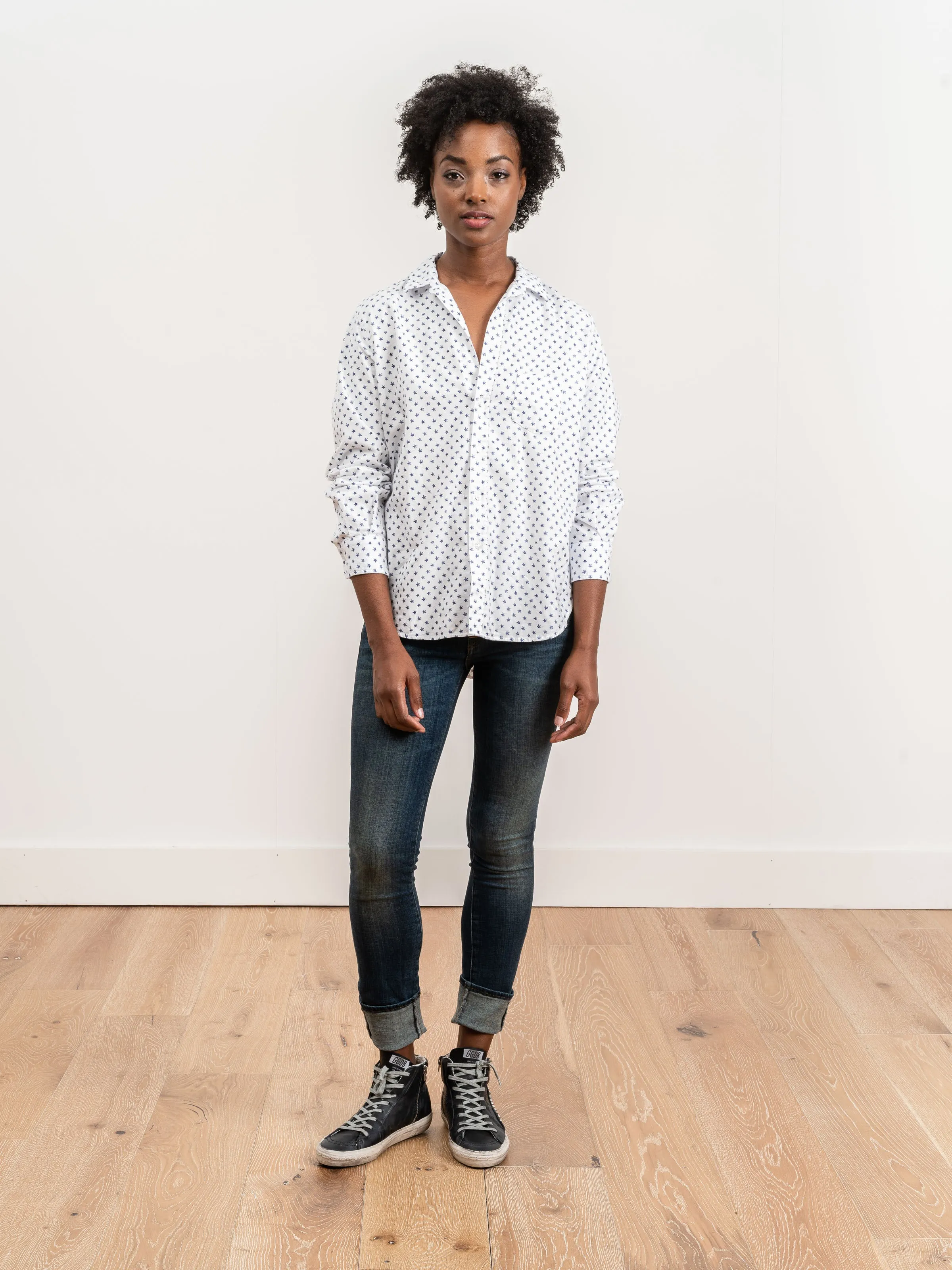 eileen shirt - white w/ navy stars