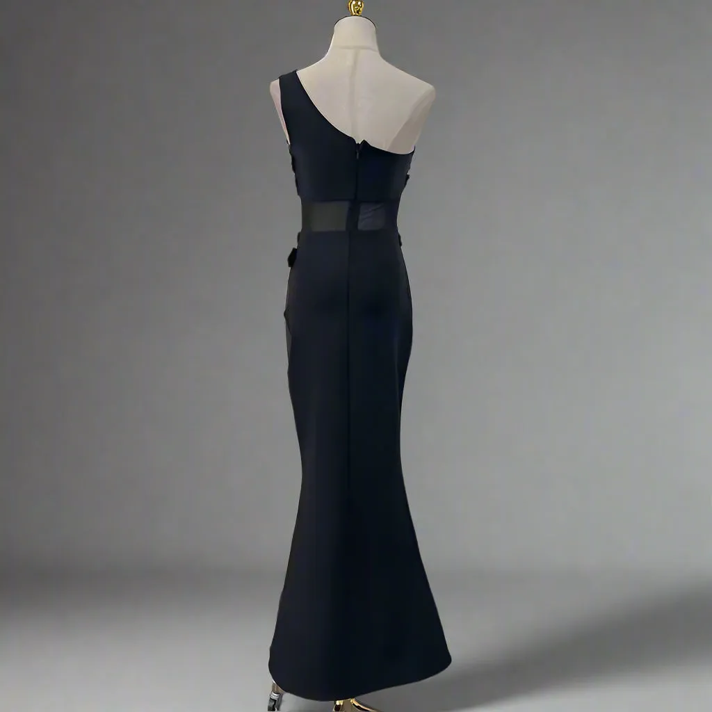 Elegant Rhinestone One Shoulder Evening Dress