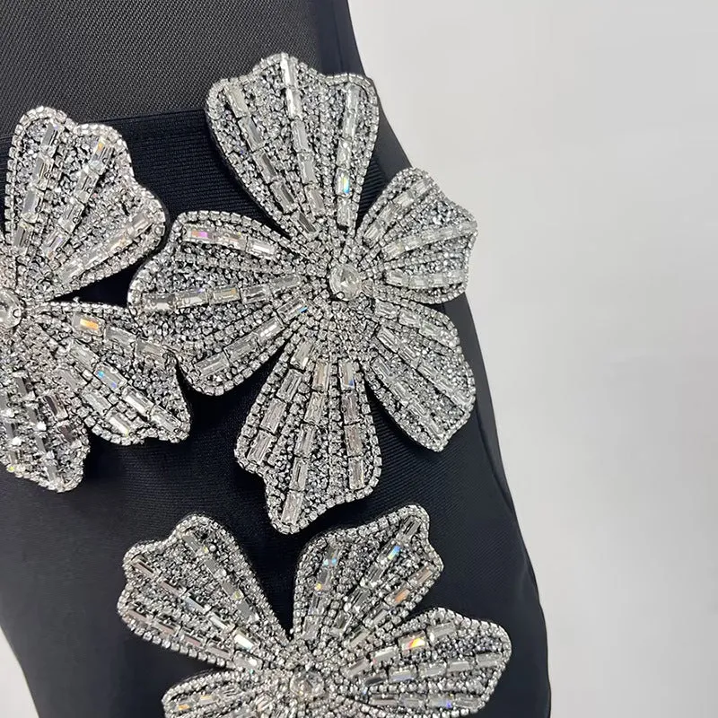 Elegant Rhinestone One Shoulder Evening Dress