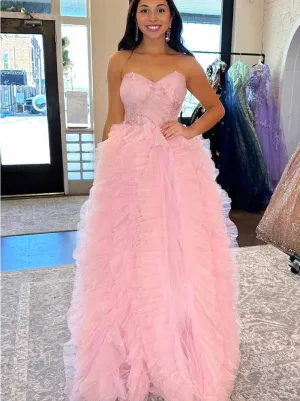 Elegant Sweetheart Sleeveless A-line Long Prom Dress,PDS11534
