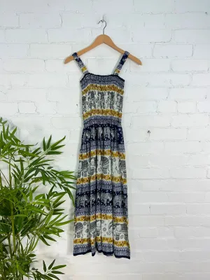 Elephant Print Strappy Midi Dress