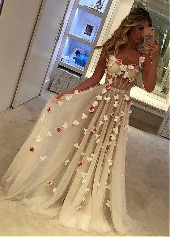 Evening Dress With Handmade Flowers