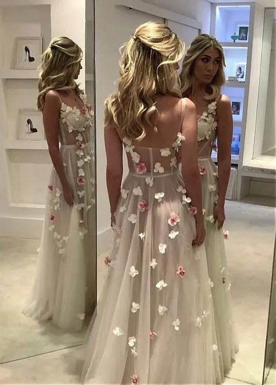 Evening Dress With Handmade Flowers