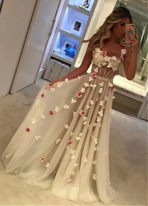 Evening Dress With Handmade Flowers
