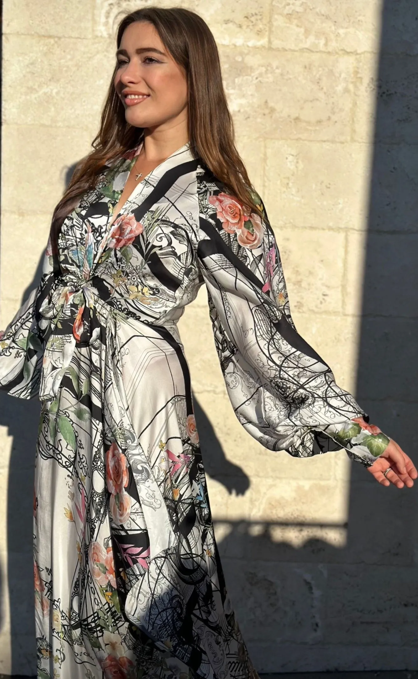 Falguni Shane Peacock Bloomed Nouveau Midi Dress