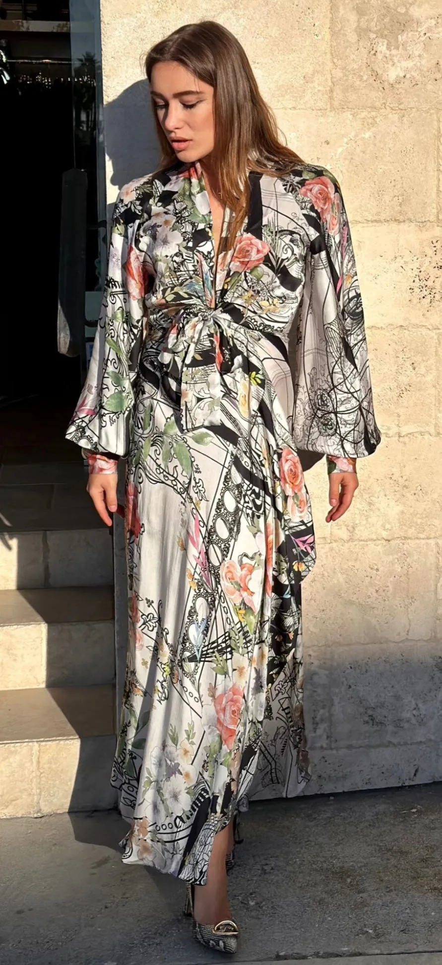 Falguni Shane Peacock Bloomed Nouveau Midi Dress