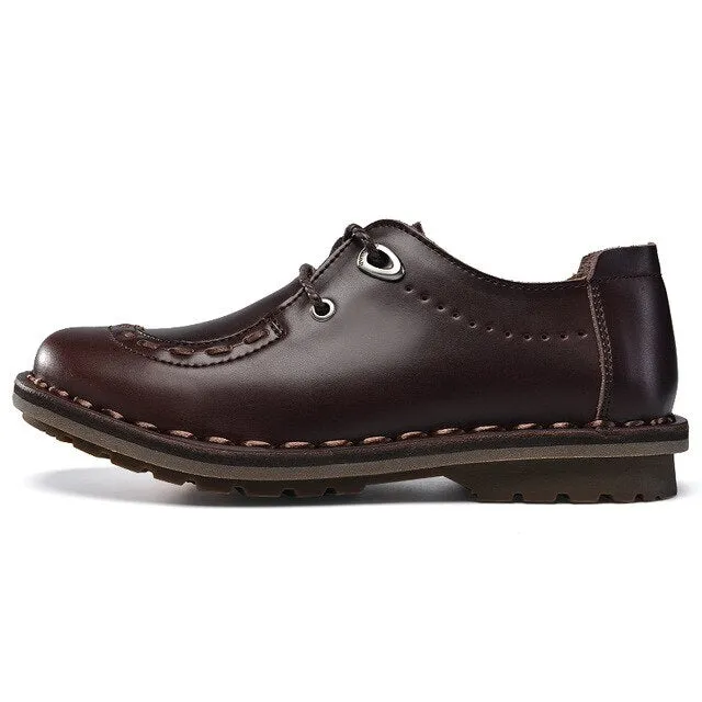 Fashionable men's shoes  spring and autumn breathable comfortable outdoor lace business casual leather tooling shoes